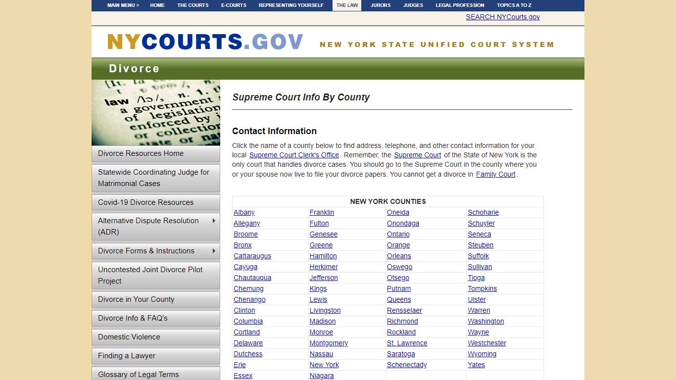 Supreme Court Info By County | NYCOURTS.GOV - Judiciary of New York